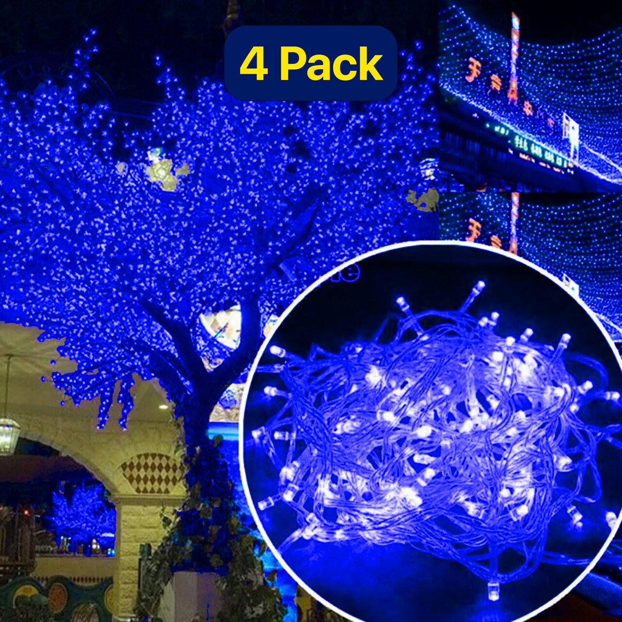 300 LED Window Curtain String Lights — 8 Modes, 12 Strands, Clear Cable